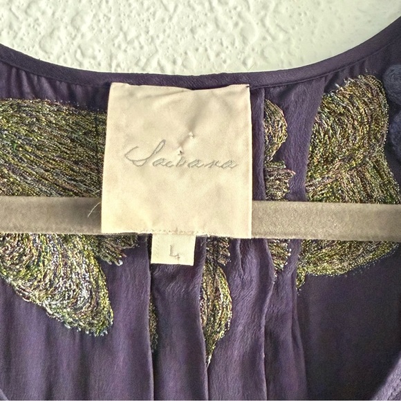 Saivana Anthropologie Sleeveless 100% Beaded Embroidered Tank Top Navy Size L - Picture 2 of 7